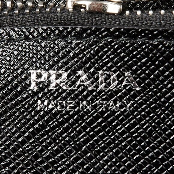 Prada Black Saffiano Leather Metal Pins Large Flap Wallet - 1MH132 - Picture 11 of 12